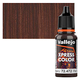 Vallejo Xpress Color Acrylic Paint - Mahogany, 18 ml bottle and swatch
