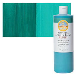 Natural Earth Paint Natural Fluid Acrylik Paint - French Turquoise, 473 ml - Bottle and Swatch