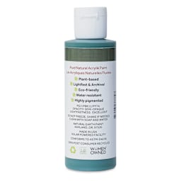 Natural Earth Paint Natural Fluid Acrylik Paint - Sap Green, back of 118 ml bottle