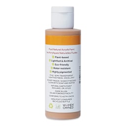 Natural Earth Paint Natural Fluid Acrylik Paint - Raw Sienna, back of a 118 ml bottle