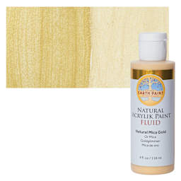 Natural Earth Paint Natural Fluid Acrylik Paint - Gold Mica, 118 ml - Bottle and Swatch