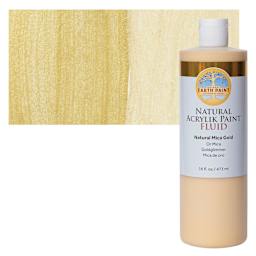 Natural Earth Paint Natural Fluid Acrylik Paint - Gold Mica, 473 ml - Bottle and Swatch