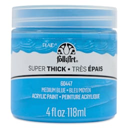 FolkArt Super Thick Acrylic Paint - Medium Blue, 4 oz jar, front of jar