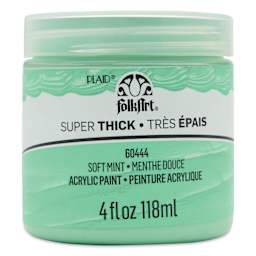FolkArt Super Thick Acrylic Paint - Soft Mint, 4 oz jar, front of jar