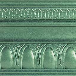 Modern Masters Metallic Paint - Mystical Green painted on a piece of trim