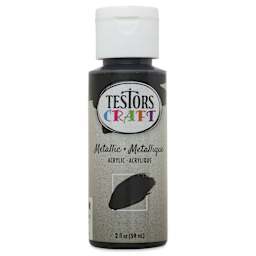 Testors Craft Acrylic Paint - Metallic Black, 2 oz Bottle
