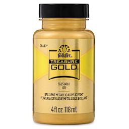 FolkArt Treasure Gold Acrylic Paint - Gold, 4 oz Jar, front