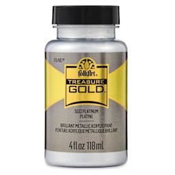 FolkArt Treasure Gold Acrylic Paint - Platinum, 4 oz Jar, front
