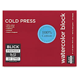 Blick Premier Watercolor Block - 9" x 12", Cold Press, 140 lb, 20 Sheets
