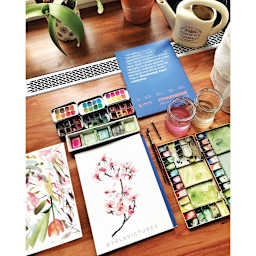 Legion Stonehenge Aqua Watercolor Blocks (Artwork of blossoms by Jola Sopek)