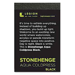 Legion Stonehenge Aqua Black Watercolor Paper Pad - 2-1/2" x 3-3/4", Cold Press, 10 Sheets
