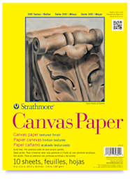 Strathmore 300 Series Canvas Paper Pad, 10 Sheets-White 9" x 12"  Front of Pad