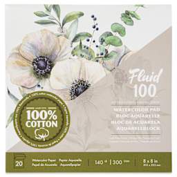 Fluid 100 Watercolor Pad - 8" x 8", Cold Press, 20 Sheets, front cover