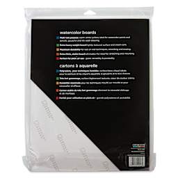 Crescent Watercolor Board - 11" x 14", Pkg of 3, back of the packaging