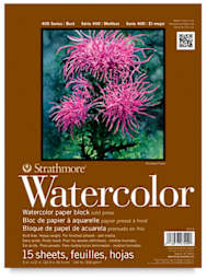 Watercolor Block, 15 Sheets 9" x 12" Front of Pad