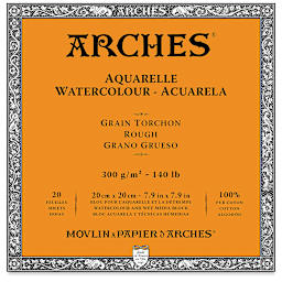 Arches Watercolor Block - 7.9"x 7.9", Rough, 140 lb, 20 Sheets