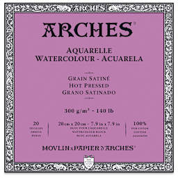 Arches Watercolor Block -7.9" x 7.9", Hot Press, 140 lb, 20 Sheets
