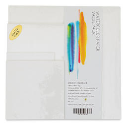 Shizen Professional Watercolor Paper Value Package - 39 assorted sizes of Hot Press sheets shown