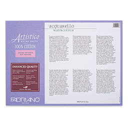 Fabriano Artistico Enhanced Watercolor Block - Extra White, Hot Press, 10" x 14" (back)