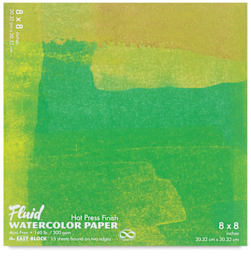 Fluid Easy-Block Watercolor Paper Blocks - Front cover of 8" x 8" Hot Press Block shown