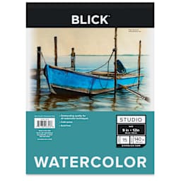 Blick Studio Watercolor Pad - 9" x 12", 140 lb, Tapebound, 15 Sheets, front of pad