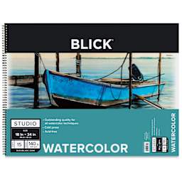 Blick Studio Watercolor Pad - 18" x 24", 140 lb, Spiral-bound, 15 Sheets, front of pad