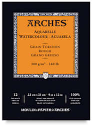 Arches Watercolor Pad - 9'' x 12'', 140 lb, Rough, Fold-over, 12 Sheets