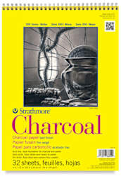 Strathmore 300 Series Charcoal Pads - Front cover of Top spiral wire bound pad shown