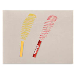 Hahnemühle Ingres Pastel Paper Sheets, example of texture with yellow and red pastels