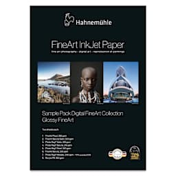 Hahnemühle Glossy FineArt Inkjet Paper Sample Pack - 8-1/2" x 11", Pkg of 16 (Front of package)