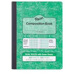 Pacon Dual Ruled Composition Book -  9-3/4" x 7-1/2", Green