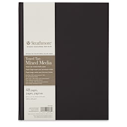 Hardbound Toned  Mixed Media Artist Journal - Front of Tan portrait journal with label