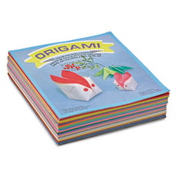 Aitoh Basic Origami Pack - 5-7/8" x 5-7/8", Pkg of 500 Sheets front of packaging, angled view