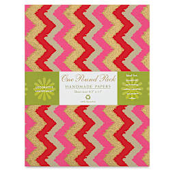 Shizen Handmade Paper by the Pound - Front of 8 1/2" x 11" Assorted Designs package with label