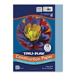 Pacon Tru-Ray Construction Paper - 9" x 12", Sky Blue, 50 Sheets