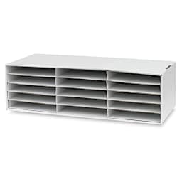 Pacon Construction Paper Storage Unit - Left Angle view showing 15 paper storage units