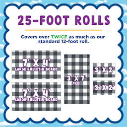25-foot rolls. Covers over twice as much as our standard 12-foot roll.