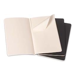 Moleskine Cahier Journals - 8-1/4'' x 5'', Blank, Black, Pkg of 3 (showing perforated sheet)