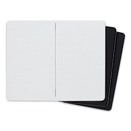 Moleskine Cahier Journals - 8-1/4" x 5", Dotted, Black, Pkg of 3 (open to show paper)