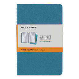 Moleskine Cahier Journals - 5-1/2" x 3-1/2", Ruled, Brisk Blue, Pkg of 3