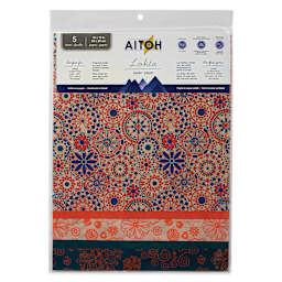 Aitoh Decorative Lokta Paper Pack - Oranges, 12" x 12", Pkg of 5, front of packaging
