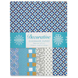 Decorative Paper Screen Print Assortment Packs - Blue and Silver shown