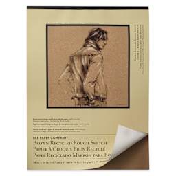 Bee Paper Brown Recycled Rough Sketch Pad - 18" x 24", front cover lifted showing interior sheet