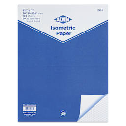 Alvin Isometric Paper Pad - 8-1/2" x 11", 100 Sheets, pad cover
