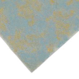 Black Ink Nepalese Screenprinted Dragon Lokta Paper - Gold on Blue, 20" x 30"