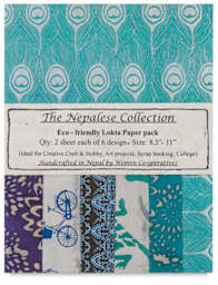 Nepalese Collection Lokta Paper - Front of Green/Blue Package