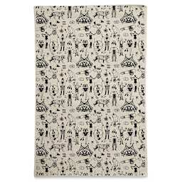 Circus Print Lokta Paper - Black and Cream, 20" x 30" (full sheet)