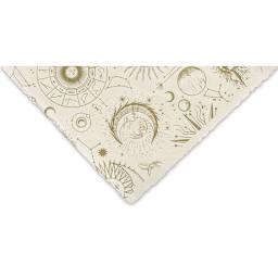 Celestial Print Lokta Paper- Cream and Gold, 20" x 30" (corner)