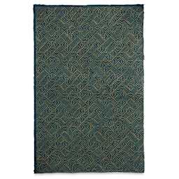 Geo Print Lokta Paper - Gold and Dark Teal, 20" x 30" (front of paper)