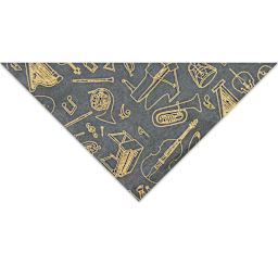  Lokta Paper - Musical Instruments Print, Slate and Gold, 20'' x 30''